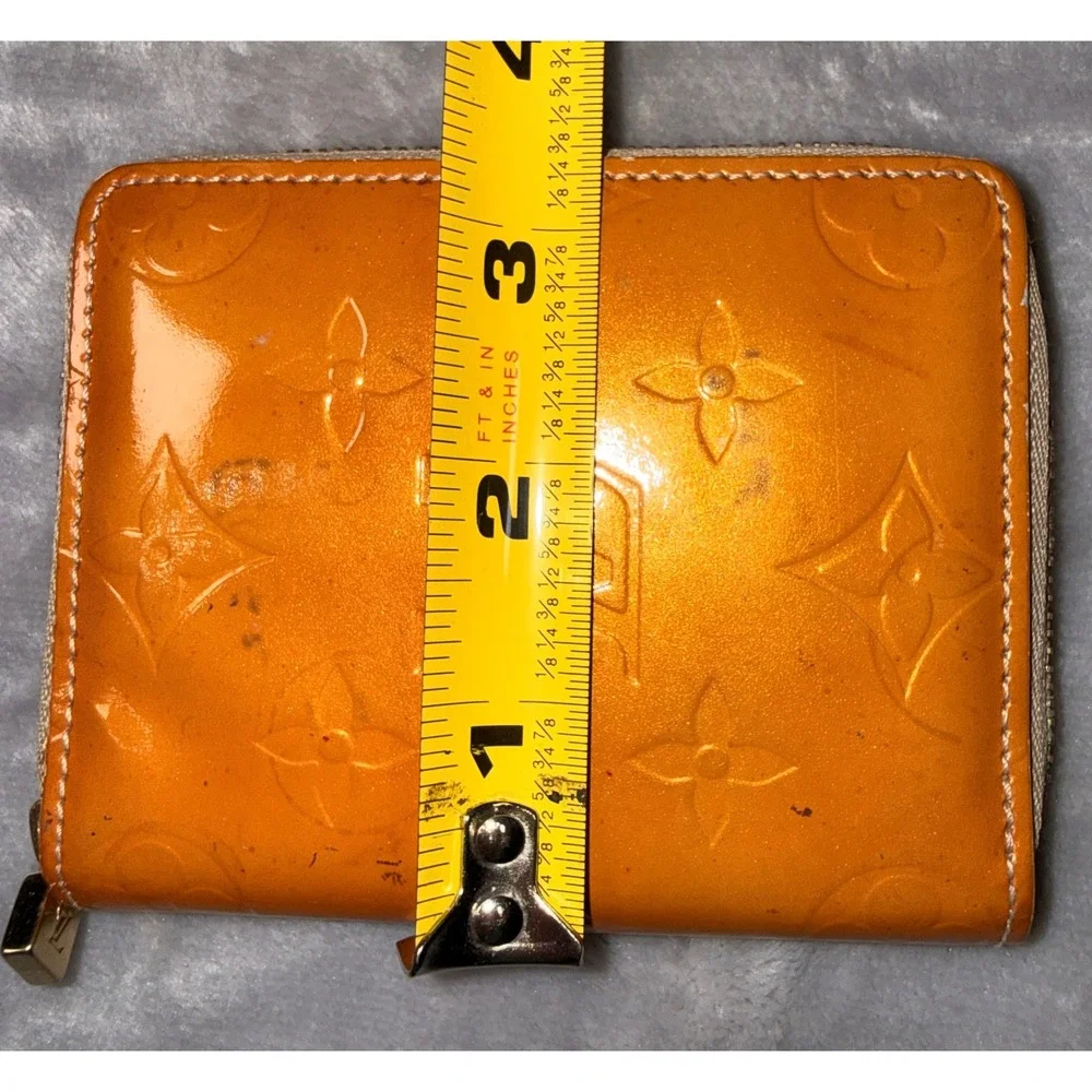 Louis Vuitton Monogram Vernis Zippy Compact Wallet Orange Metallic